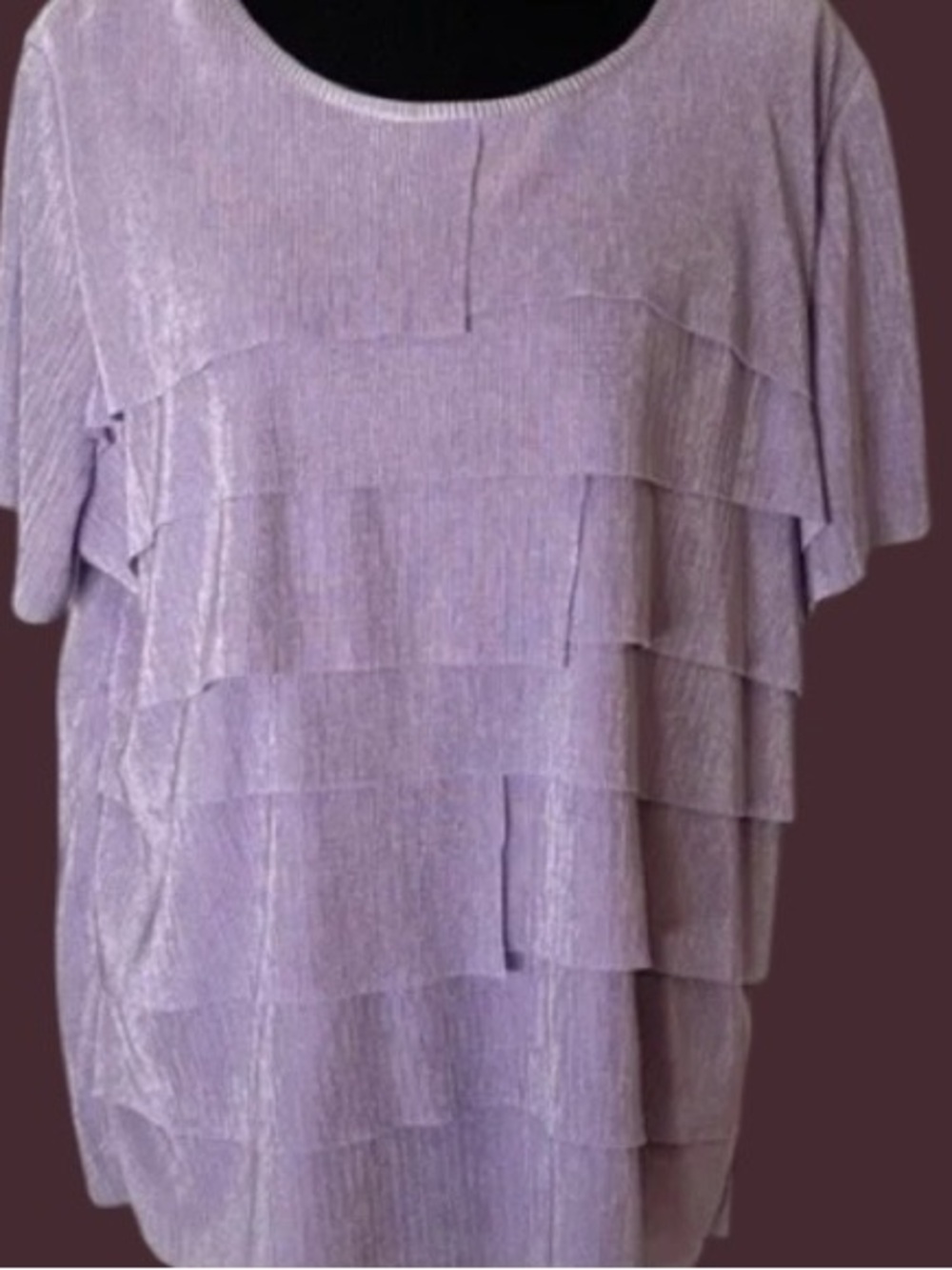 Alfred Dunner~ Women’s ~ Blouse ~ 1X ~ Top ~ Tiered ~ Short Sleeve ~ Lilac
